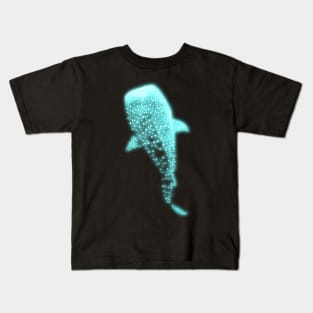 Glowing Blue Neon Whale Shark Optical illusion Kids T-Shirt